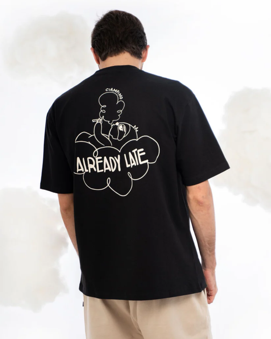 ALREADY LATE BLACK T-SHIRT - CIAMPINO