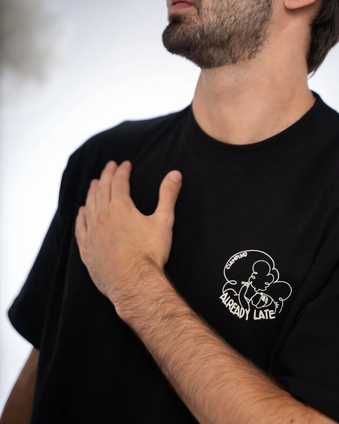 ALREADY LATE BLACK T-SHIRT - CIAMPINO
