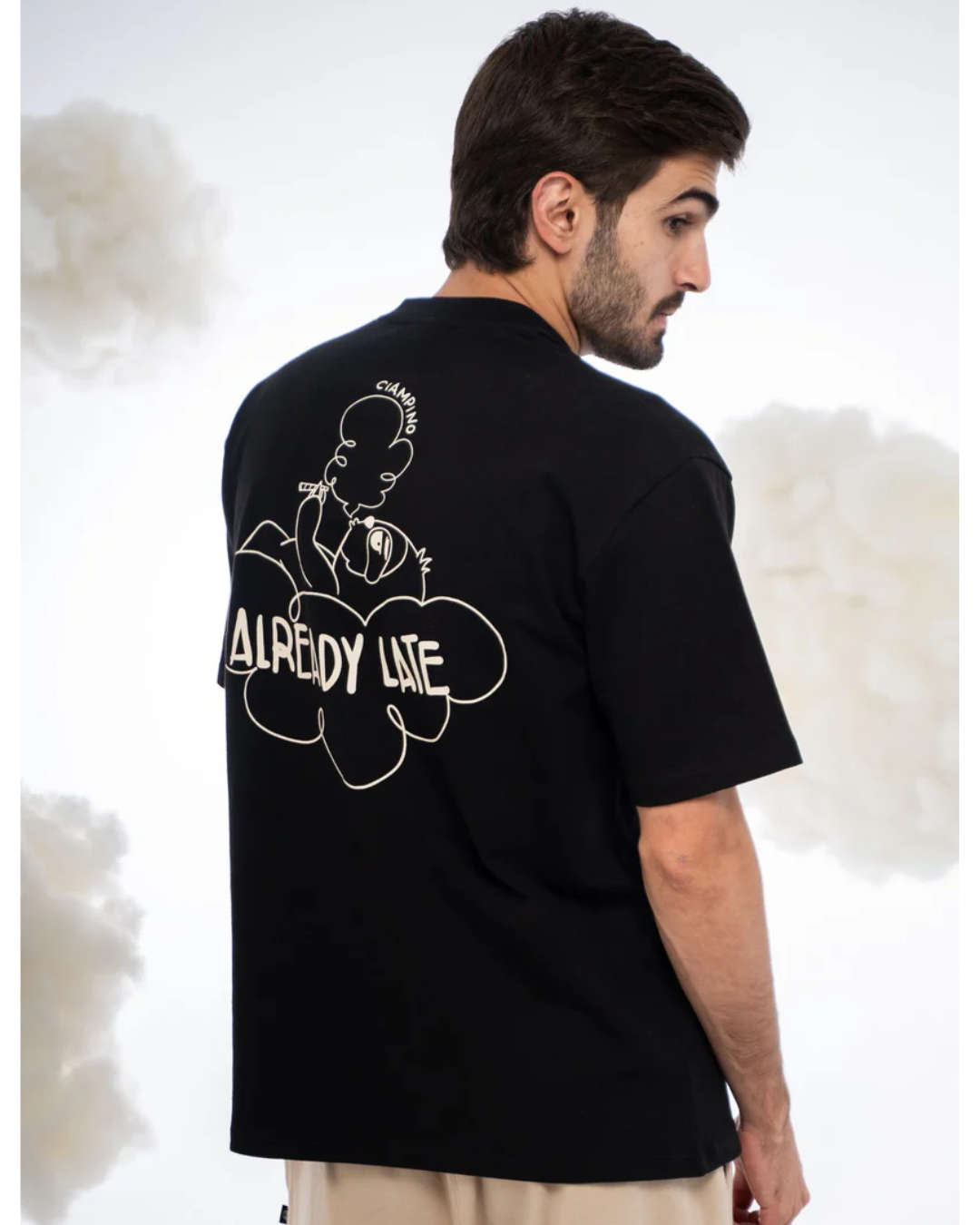 ALREADY LATE BLACK T-SHIRT - CIAMPINO