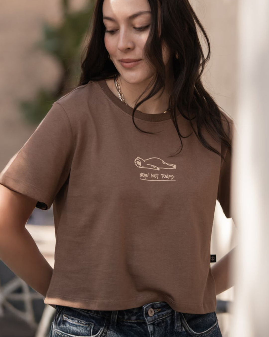 NOP TODAY BROWN CROPTOP - CIAMPINO